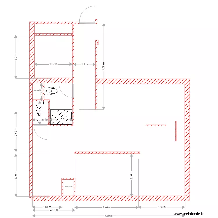 &eacute;tude LMN sanitaire 1 bis. Plan de 
