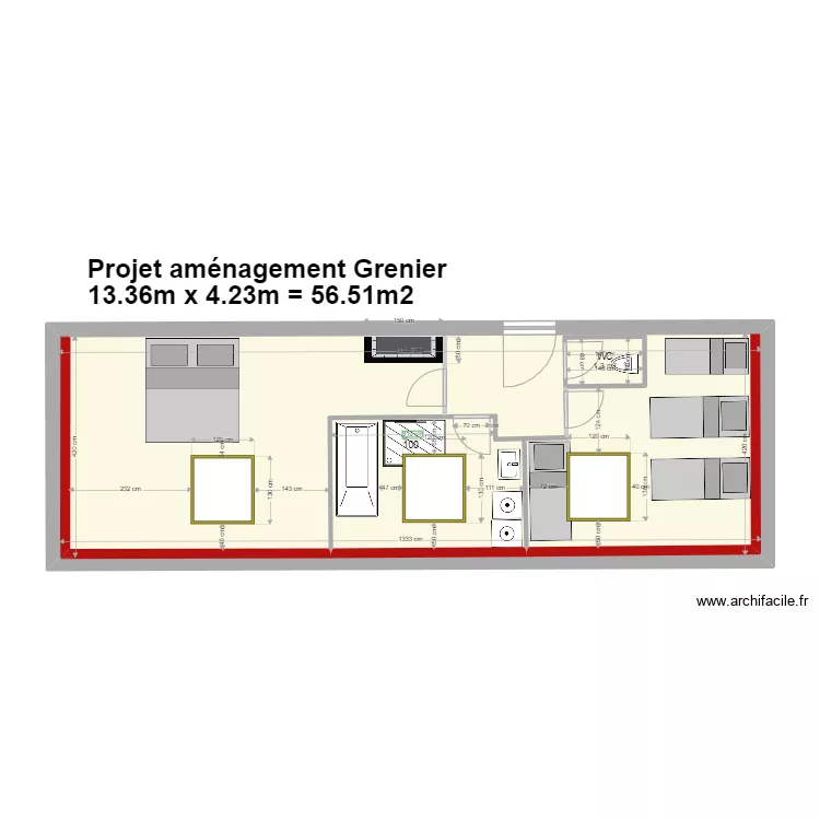 projet amenagement grenier au 8 mai 2022. Plan de 