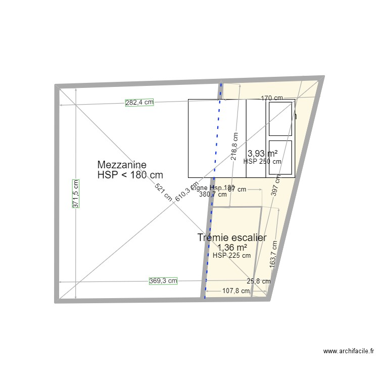 Pamiers3 - R+3 Mezzanine seule. Plan de 2 pièces et 5 m2