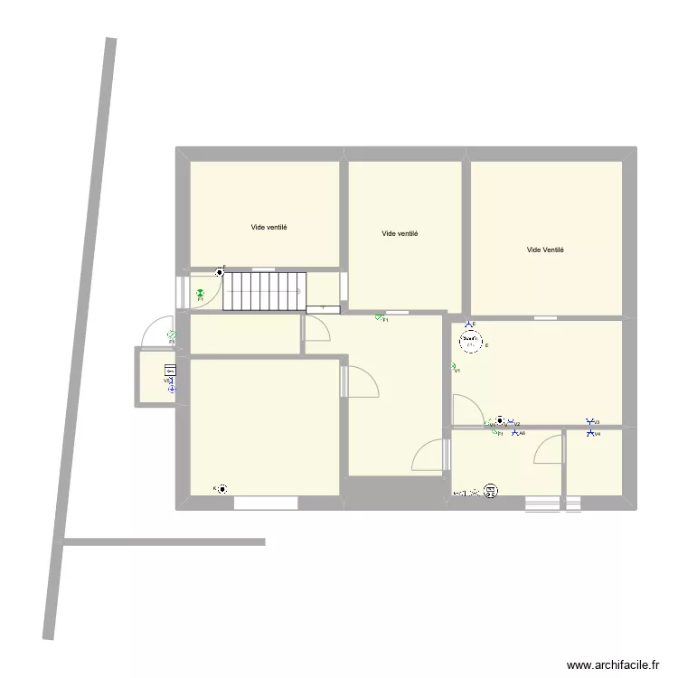 Cave &eacute;lectricit&eacute; et sanitaire &eacute;tage. Plan de 