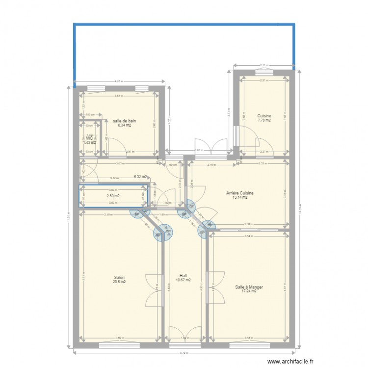 projet  plan avec côtes. Plan de 0 pièce et 0 m2