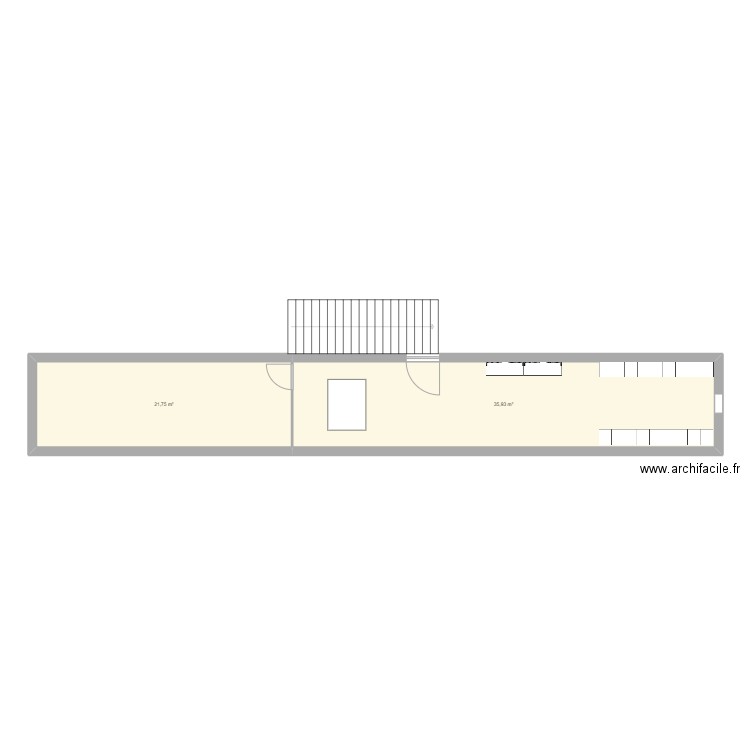 mezzanine 2. Plan de 2 pièces et 58 m2