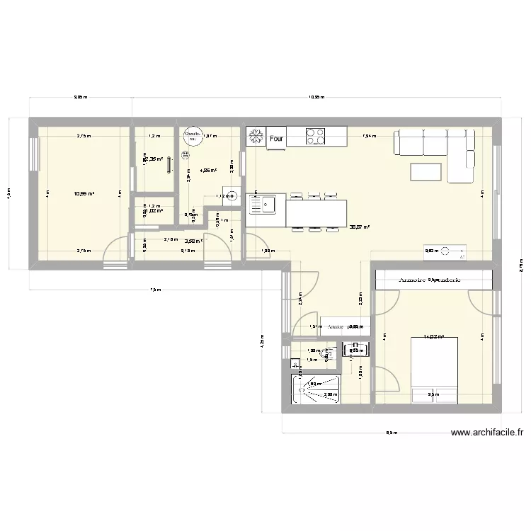 Projet maison La Panne une chambre. Plan de 7  et 76 m²
