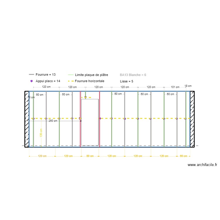 PLAN PLACO FACADE NORD. Plan de 0 pièce et 0 m2