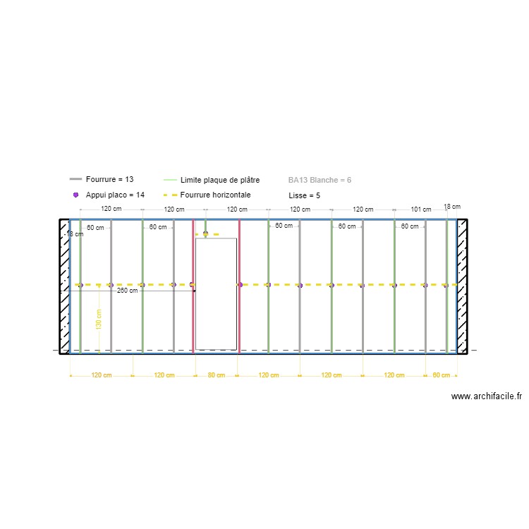 PLAN PLACO FACADE NORD. Plan de 3 pièces et 20 m2