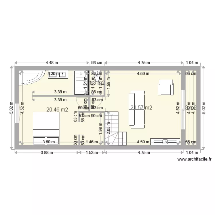  58 BEAUVAL 1er etage bi. Plan de 