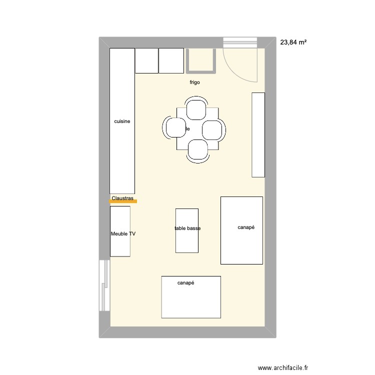 salle a manger 2. Plan de 1 pièce et 24 m2