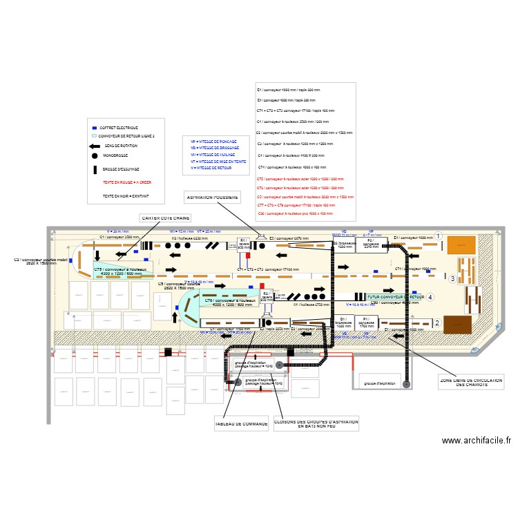 implantation production modifié V38 version sans UV avec lames de parquets. Plan de 1 pièce et 285 m2