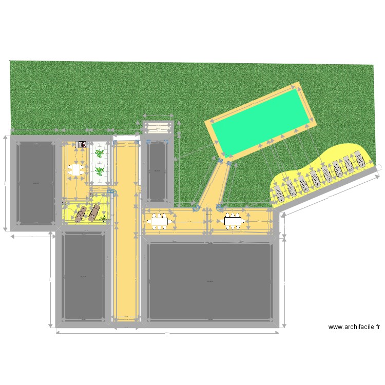 Aménagement extérieur Quinta. Plan de 9 pièces et 386 m2