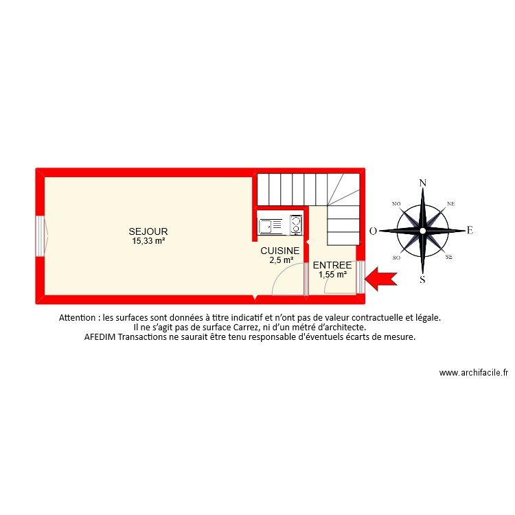 BI9368. Plan de 4 pièces et 22 m2