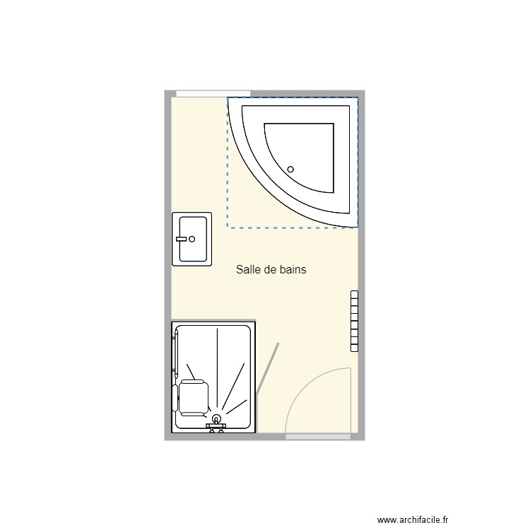 plan après travaux Tourbot 2. Plan de 1 pièce et 7 m2