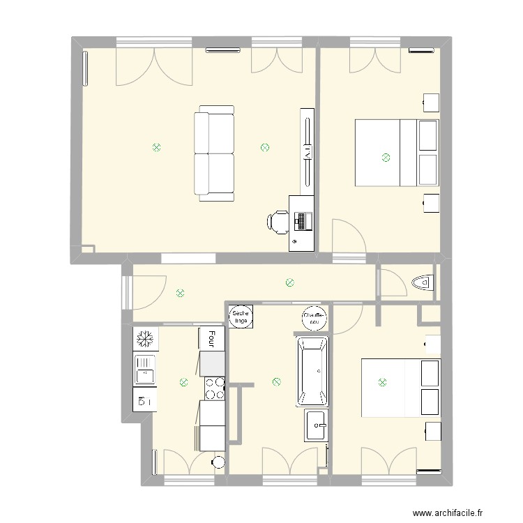 Plan2 appartement COARDA. Plan de 8 pièces et 75 m2