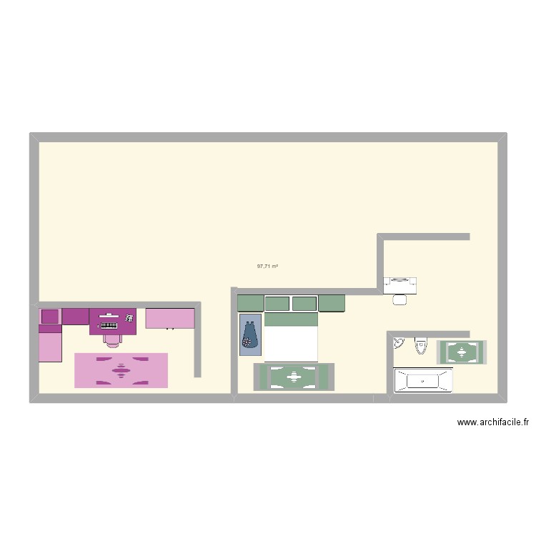 MAIOSN. Plan de 1 pièce et 98 m2