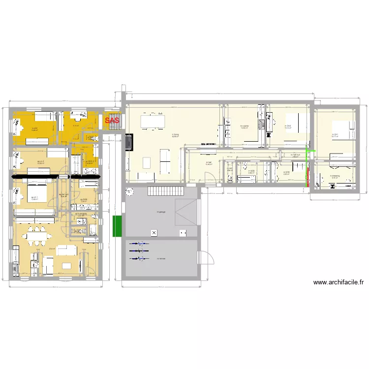 OK vieille maison 3 ch et  appart 2 ch. Plan de 