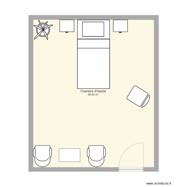 Chambre Hôpital. Plan de 0 pièce et 0 m2