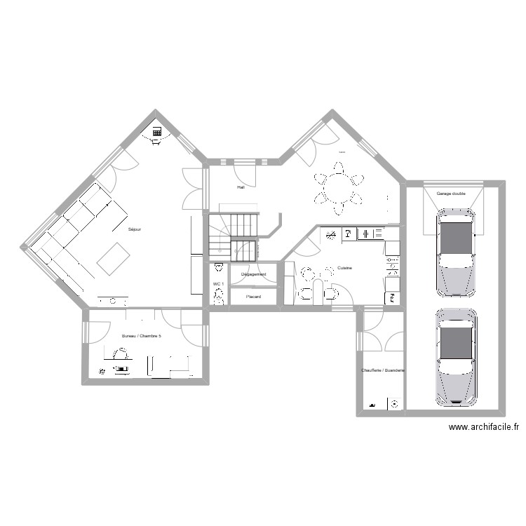 aublanc R1. Plan de 9 pièces et 143 m2