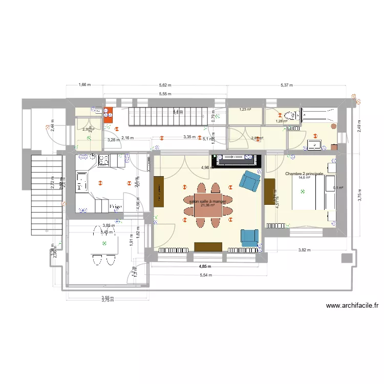 Chantelac R+1 Prunieres am&eacute;nagement final. Plan de 