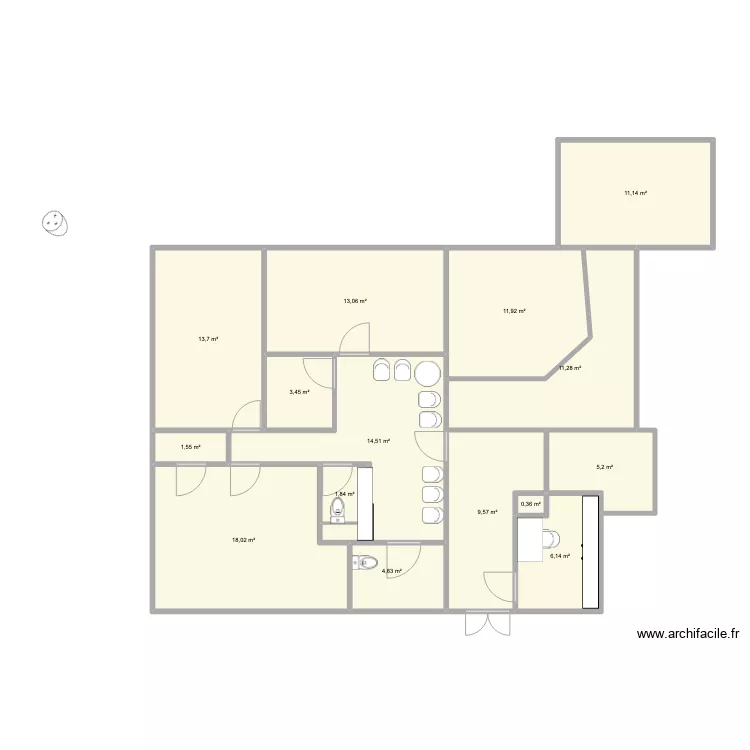 Cabinet Caroline refait. Plan de 