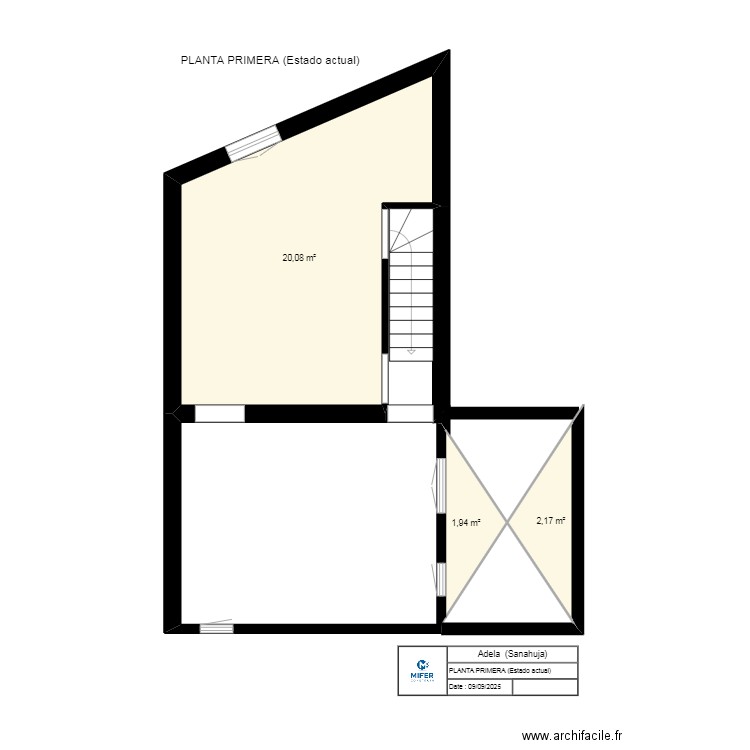 ADELA  (PLANTA PRIMERA )  Estado actual SANAHUJA. Plan de 3 pièces et 24 m2