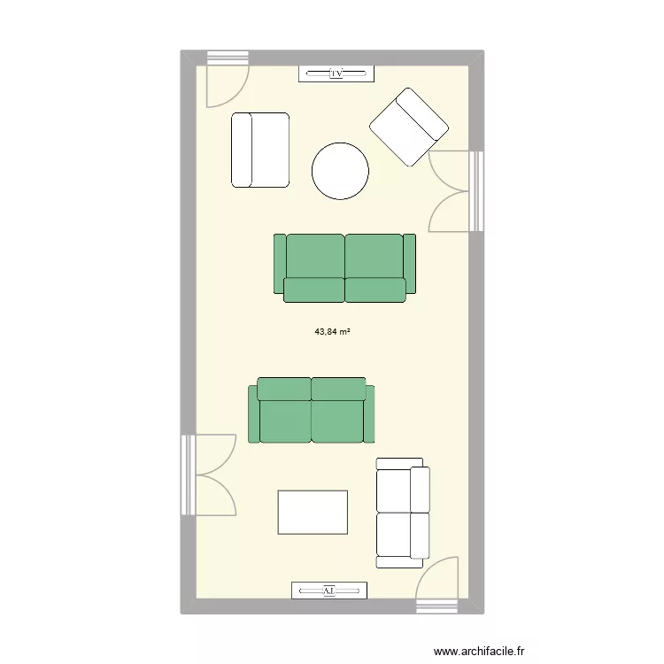 Salon grand. Plan de 1 et 44 m² Salon grand. Plan de 1 et 44 m²