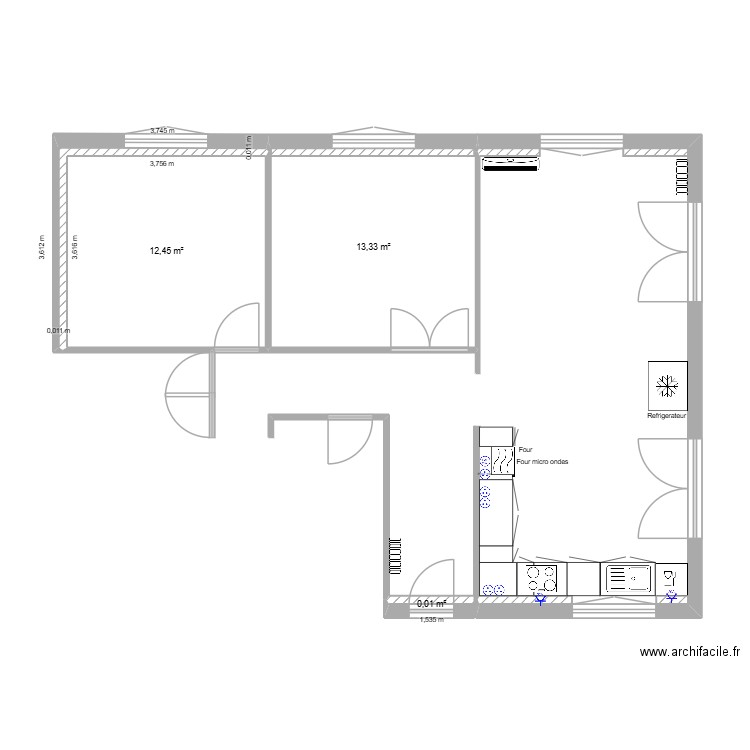 test 2. Plan de 4 pièces et 26 m2