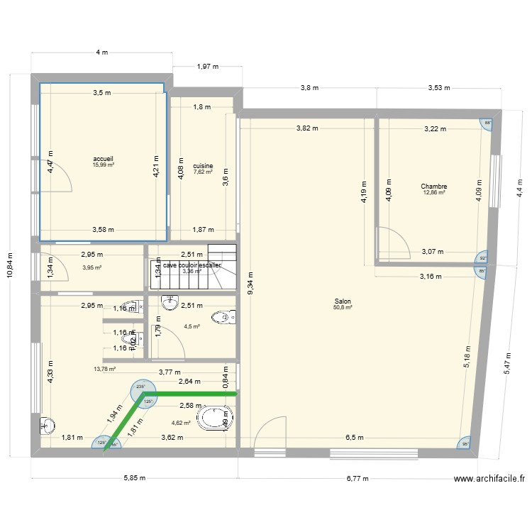 plan RDC MAM Mayet1. Plan de 9 pièces et 117 m2