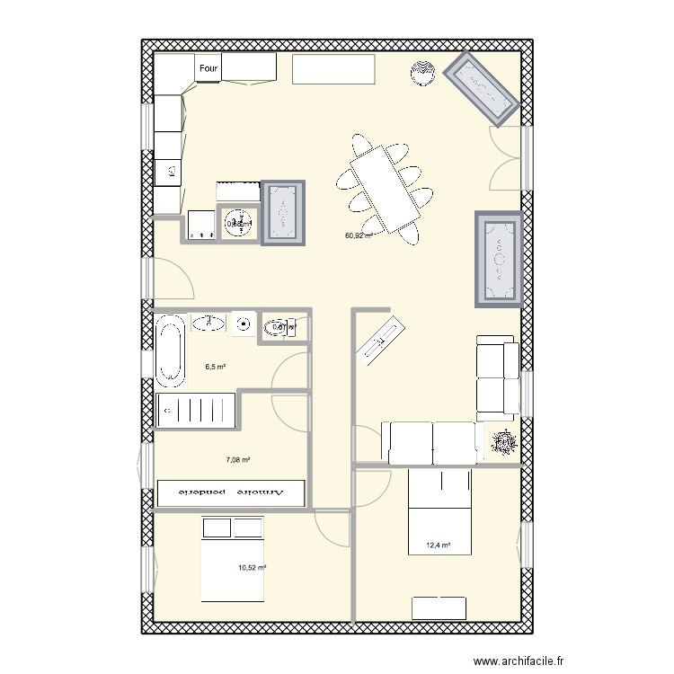 Transformer . Plan de 7 pièces et 99 m2