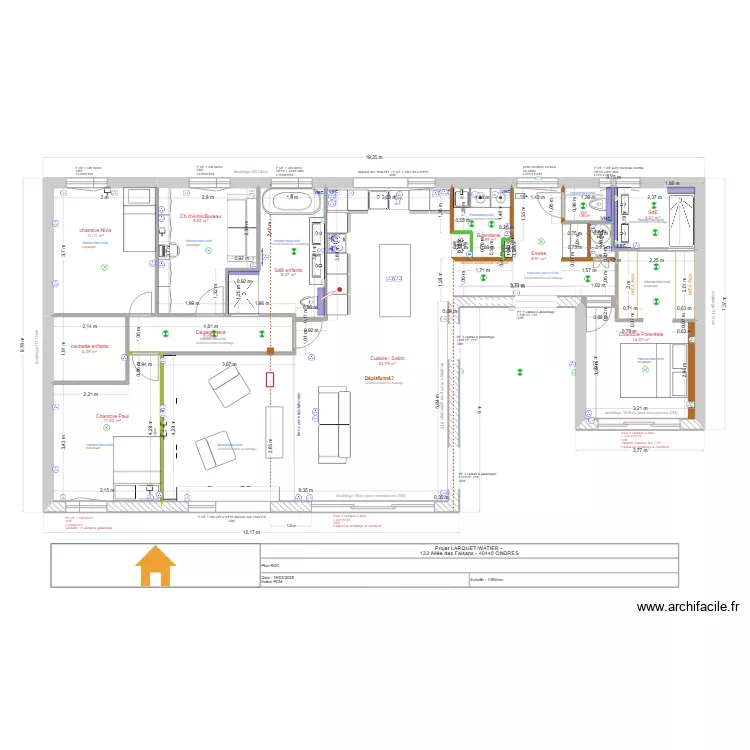 projet  LARQUET/WATIER : plan am&eacute;nagement int&eacute;rieur 07.04.25. Plan de 