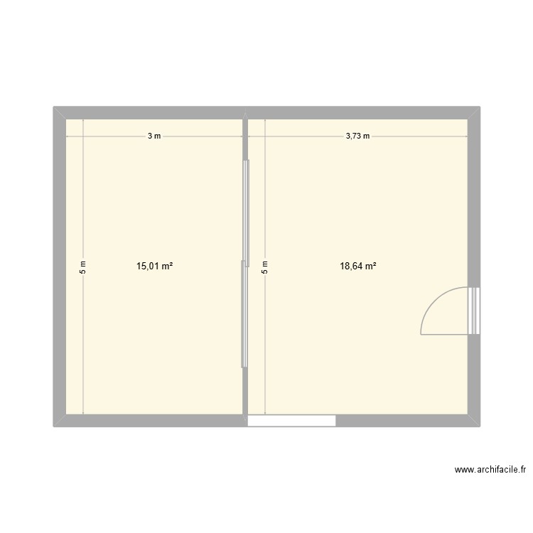 SALLE DE SPORT. Plan de 2 pièces et 34 m2
