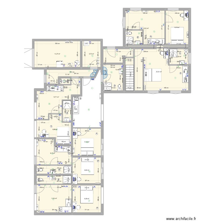 leon bollée 2. Plan de 18 pièces et 168 m2
