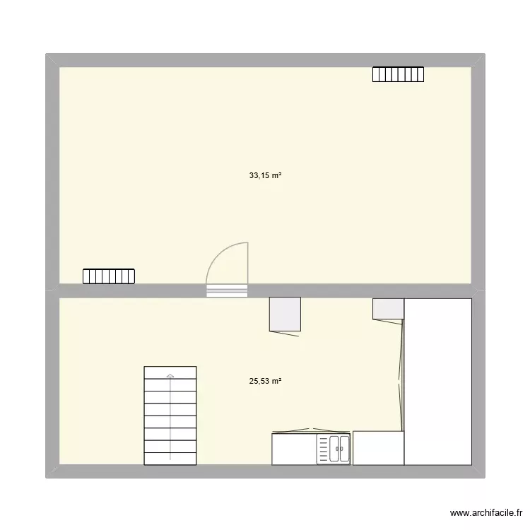 espace du haut. Plan de 2 Pièces et 59 m² espace du haut. Plan de 2 Pièces et 59 m²