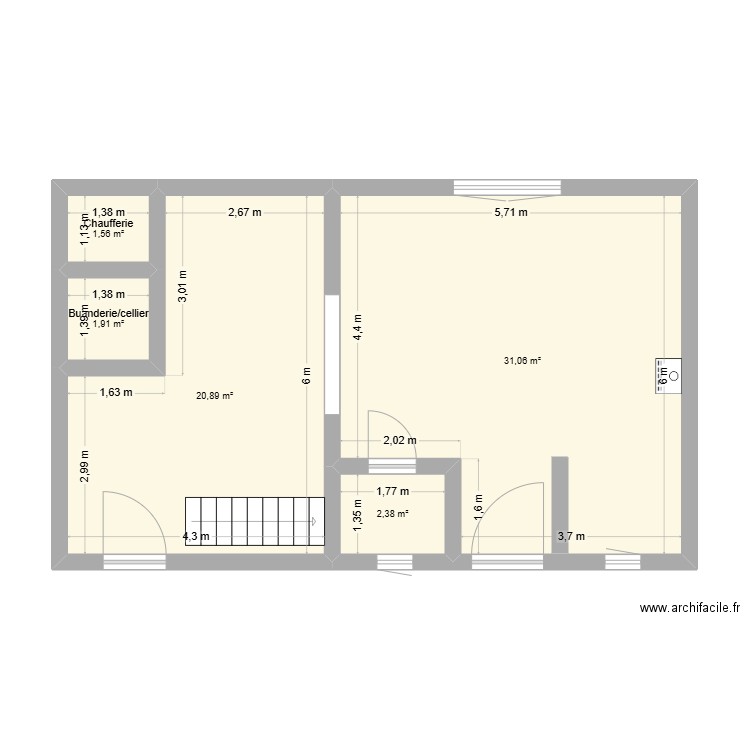 maison2. Plan de 5 pièces et 58 m2