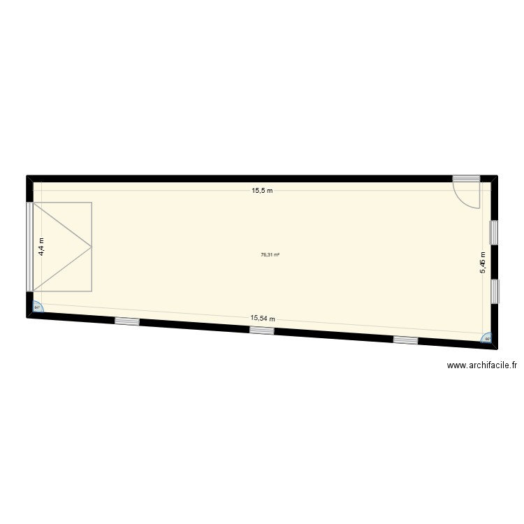 garage 1. Plan de 1 pièce et 76 m2