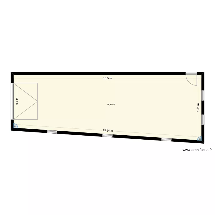 garage 1. Plan de 1 pièce et 76 m²