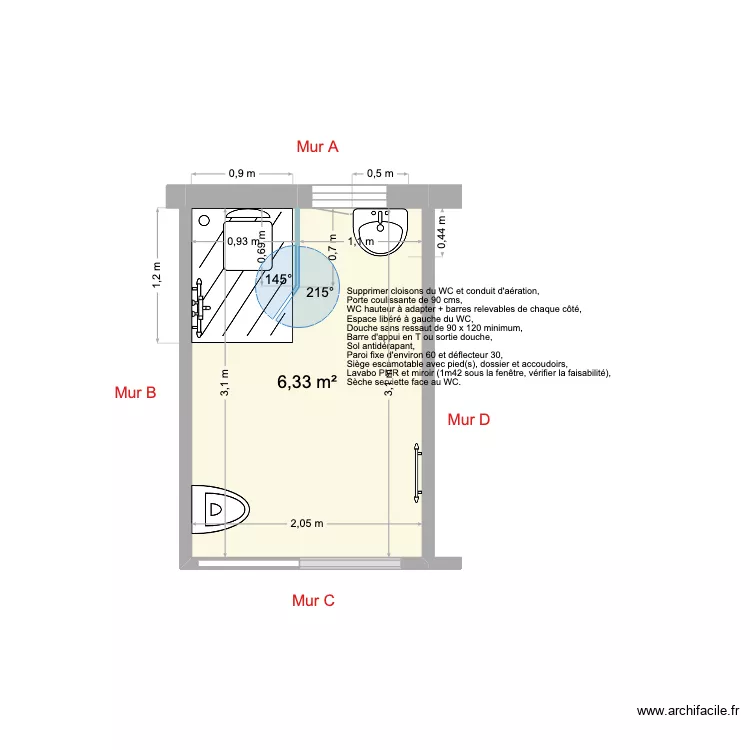 Michel apr&egrave;s V2. Plan de 1  et 6 m²