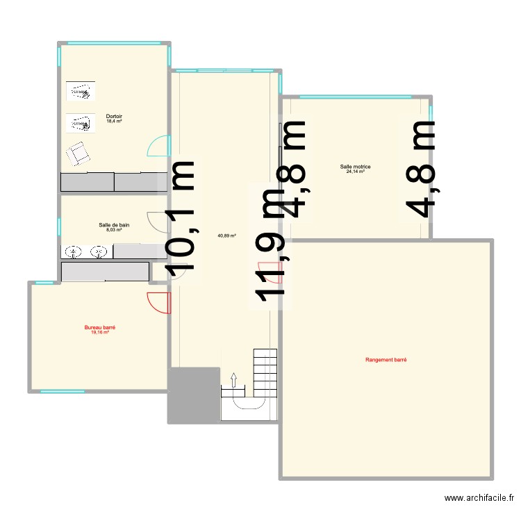 Milieu familial 2. Plan de 8 pièces et 171 m2