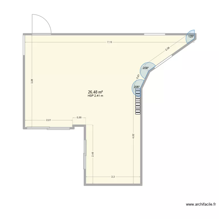 plan cuisine 14/3. Plan de 1  et 26 m²