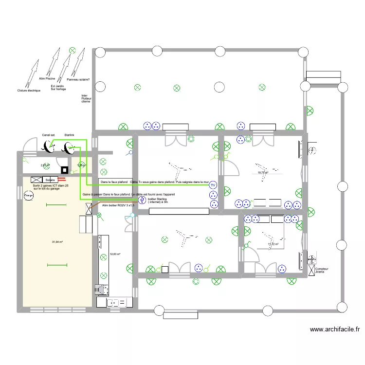 Maison Di&eacute;go. Tv et Starling.. Plan de 