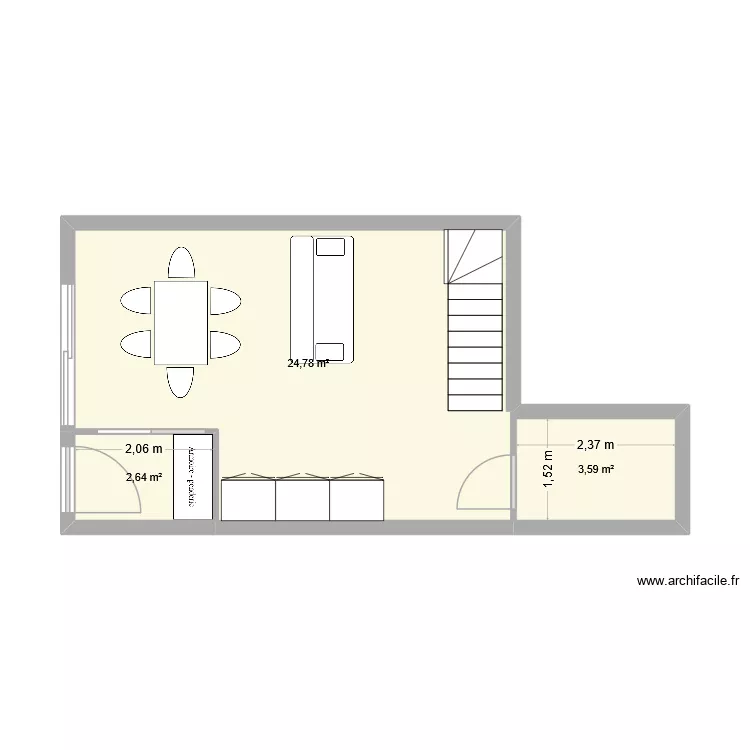 appart 1 jeanne. Plan de 6  et 62 m²