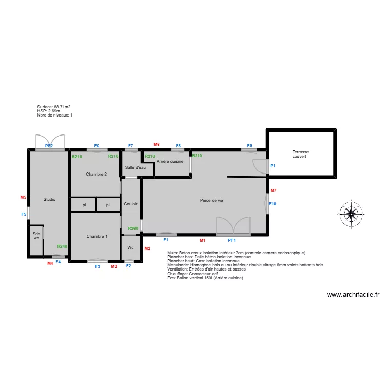 Cariot ye. Plan de 12  et 61 m²