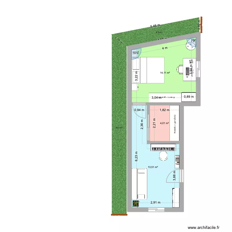 Extension 3. Plan de 3  et 32 m²