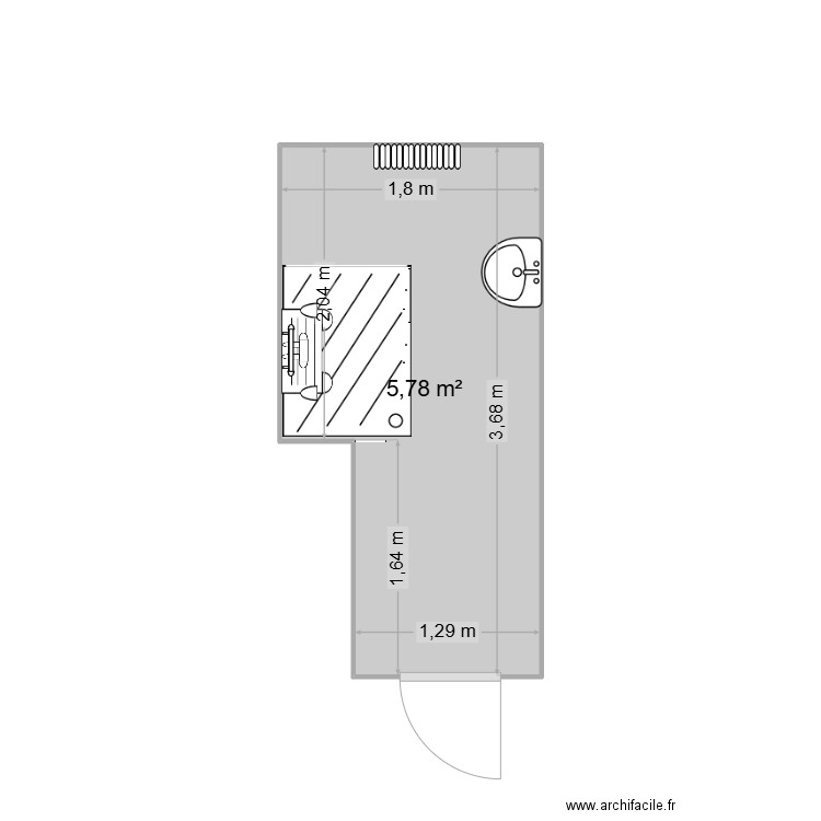 SAMY SROUSSI. Plan de 1 pièce et 6 m2