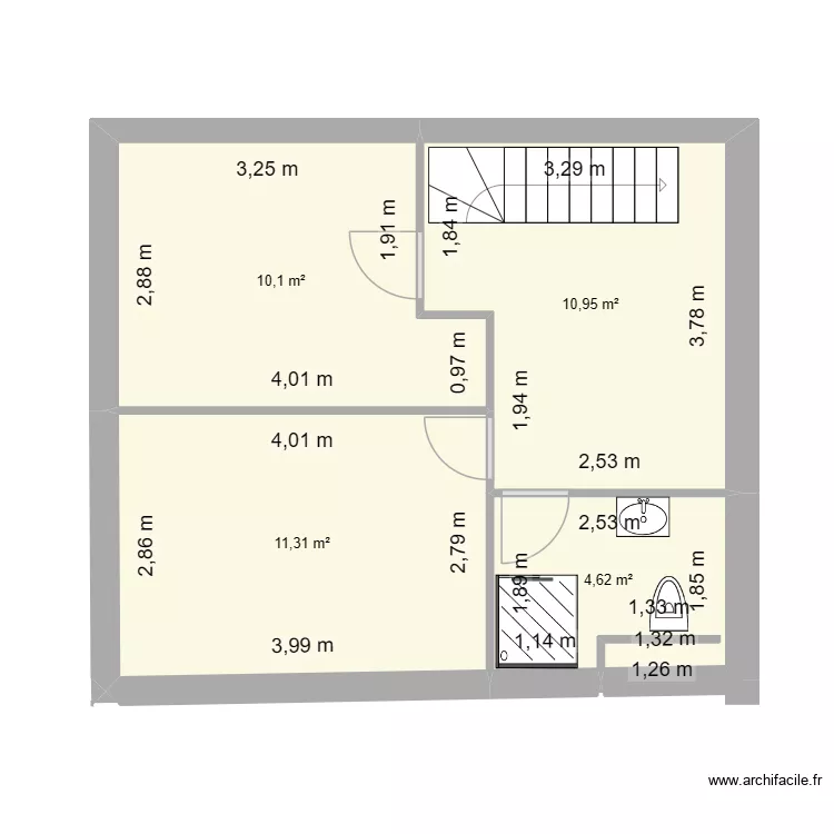 etage 1. Plan de 10  et 99 m²