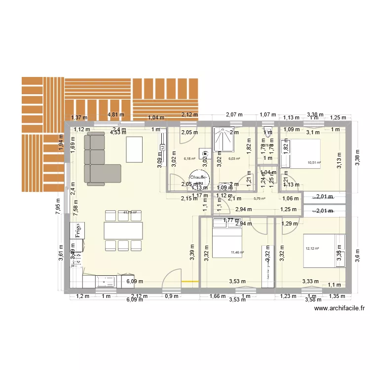 plan 3. Plan de 8  et 96 m²