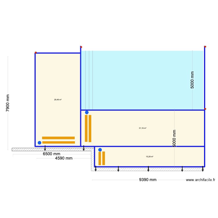 Finnigan v2. Plan de 3 pièces et 76 m2