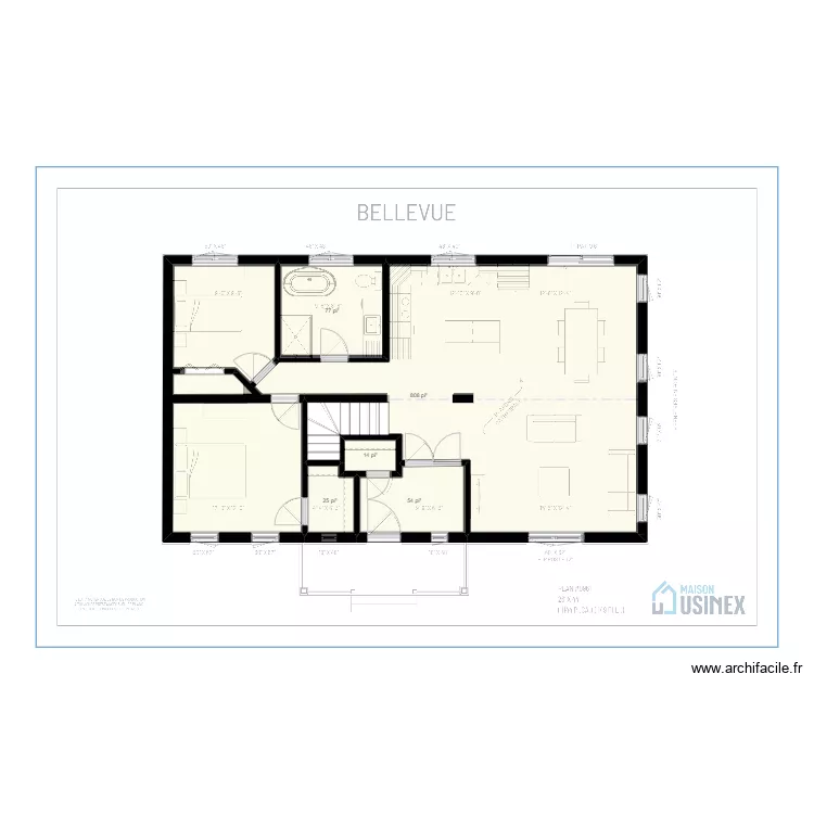 BELLEVUE 26&rsquo; X 44&rsquo; - PLAN VIERGE. Plan de 