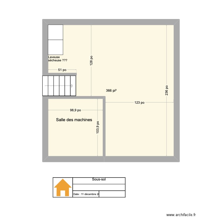 Sous-sol. Plan de 1 pièce et 34 m2