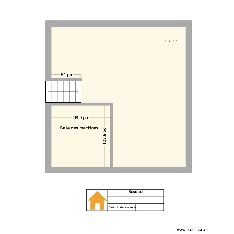 Sous-sol. Plan de 1  et 34 m²