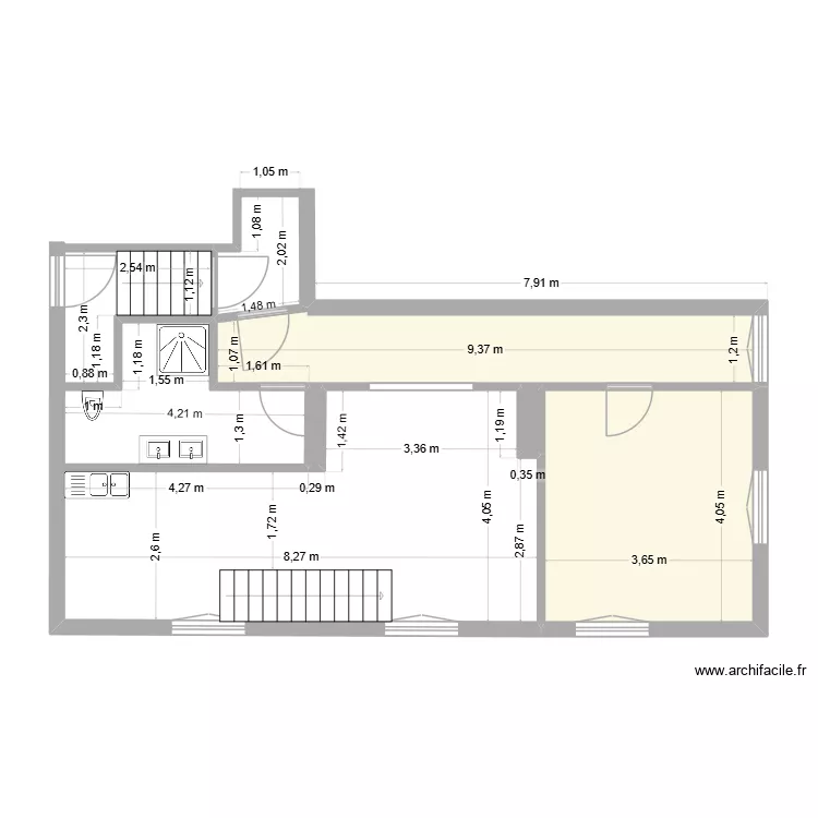appart 1er gauche etape 5 avec etage final. Plan de 4 pièces et 26 m² appart 1er gauche etape 5 avec etage final. Plan de 4 pièces et 26 m²