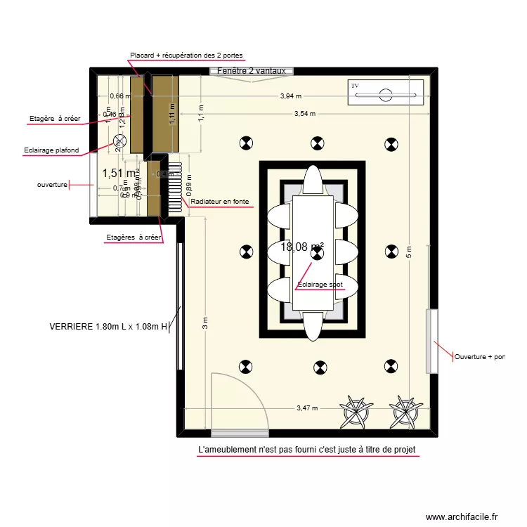 SALLE A MANGER BERSON. Plan de 2  et 20 m²